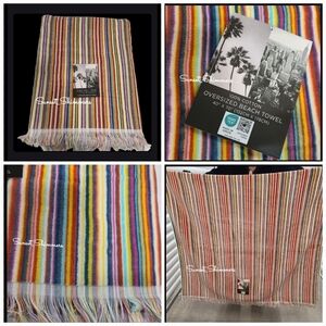 Rachel Zoe Oversized Rainbow Striped Multicolored Bath Sheet / Beach Towel New
